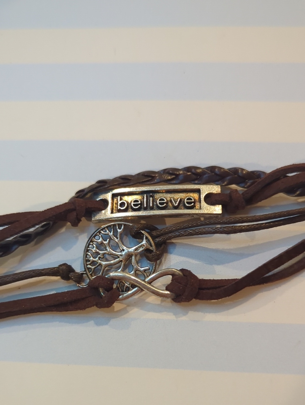 Believe charm and beaded Bracelet Men Or Women Adjustable Dreaming Tree Of Life